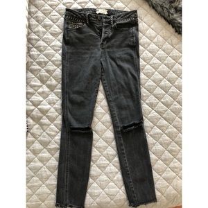 Studded, ripped jeans